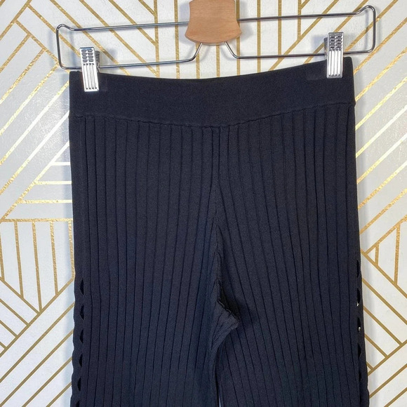 Jonathan‎ Simkhai Zig Zag Ribbed Cropped Knit Pants Black Textured Minimalist - Picture 6 of 9